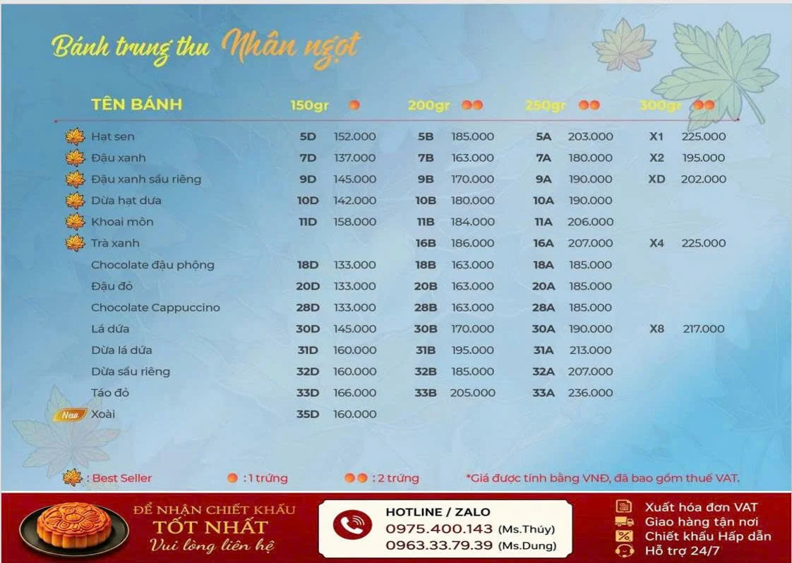 Bảng giá bánh trung thu Givral 2026 – trang 3/8